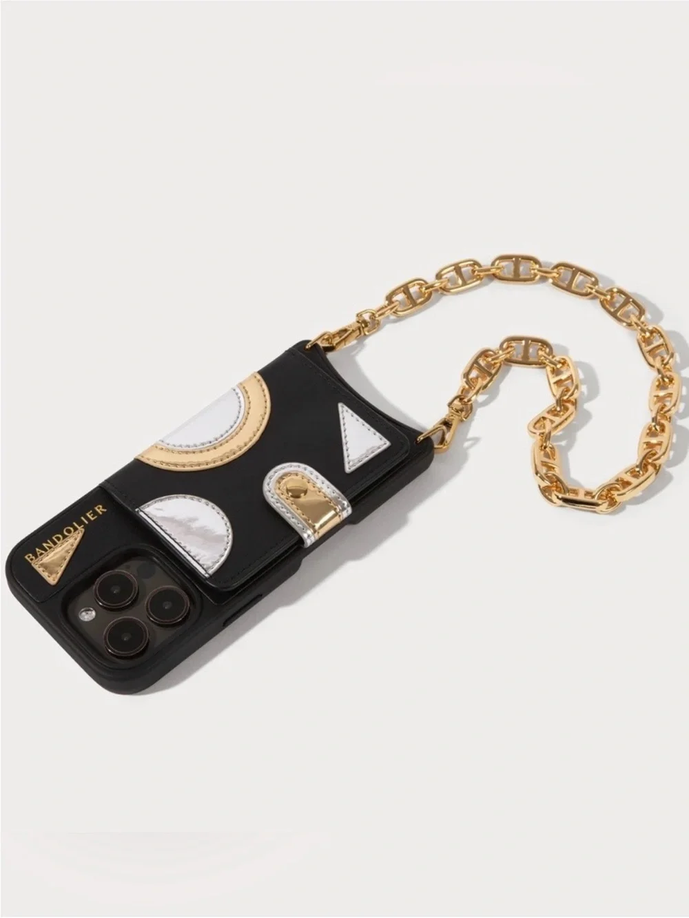 Bandolier Isla Magsafe Wristlet Phone Case Black Gold iPhone 16 Card Slots